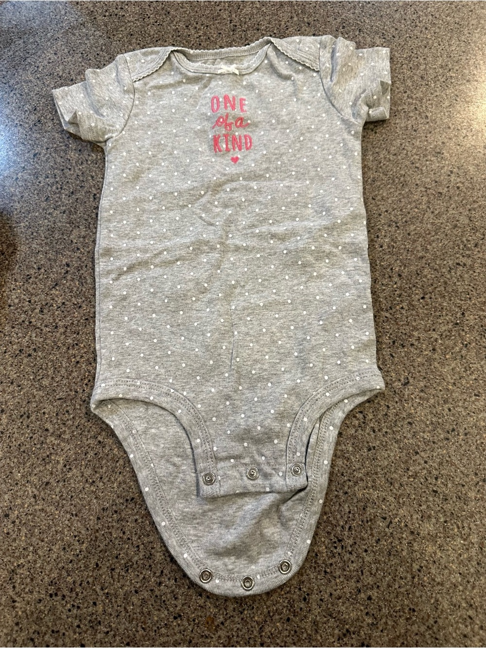 Gray 'One of a Kind' Dot Baby One-Piece